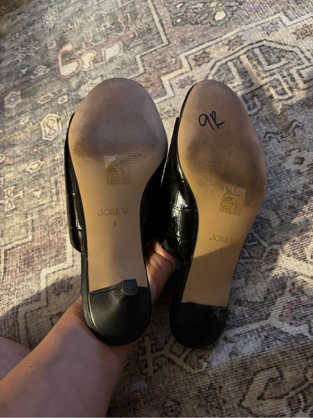 J. Crew Black Croc-Embossed size 6 Slide Mules - Picture 6 of 6